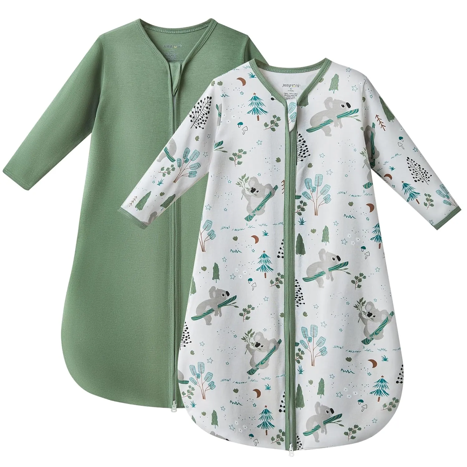 JELLYMONI Baby Sleep Sack 12-18 Months Wearable Blanket for Baby, 100% Cotton 2 Pack Infant Toddler Baby Wearable Blanket Lightweight Soft 2-Way Zipper Sleeping Sack