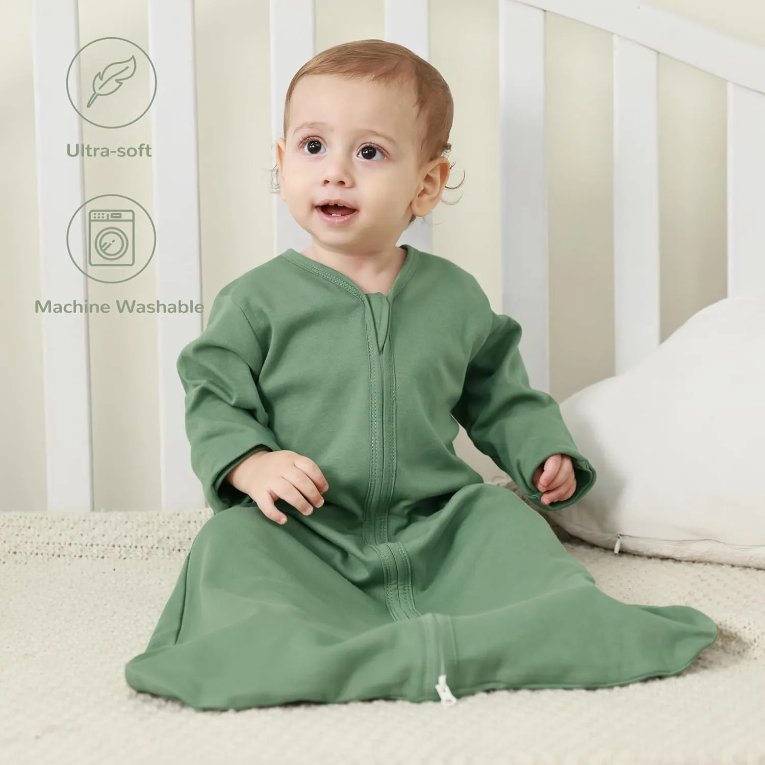 JELLYMONI Baby Sleep Sack 12-18 Months Wearable Blanket for Baby, 100% Cotton 2 Pack Infant Toddler Baby Wearable Blanket Lightweight Soft 2-Way Zipper Sleeping Sack