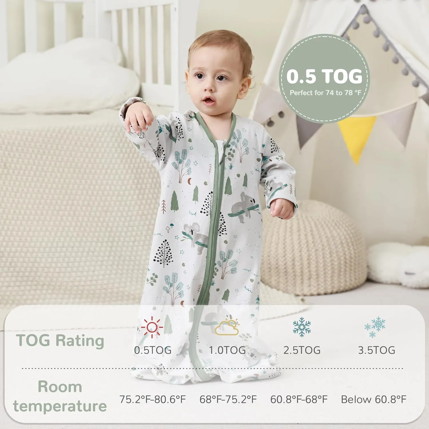 JELLYMONI Baby Sleep Sack 12-18 Months Wearable Blanket for Baby, 100% Cotton 2 Pack Infant Toddler Baby Wearable Blanket Lightweight Soft 2-Way Zipper Sleeping Sack