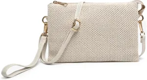 JEN & CO. Izzy Vegan Leather Straw Woven Crossbody Bags Clutch Purses Wristlet Wallet Shoulder Handbag for Women