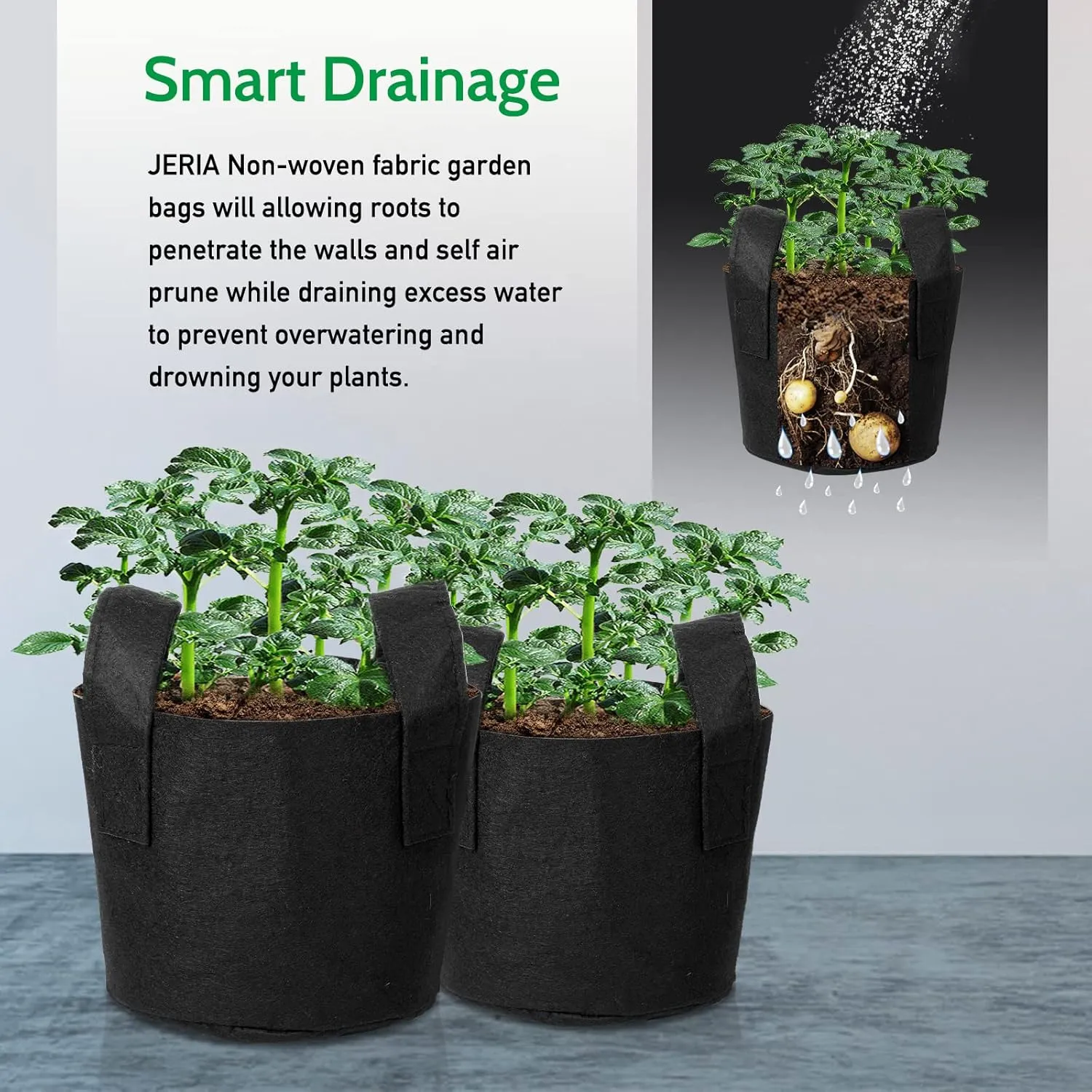 JERIA 24-Pack 7 Gallon Nonwoven Grow Bags, Plant Grow Bags，Heavy Duty Aeration Fabric Pots with Durable Handles, Come with 24 Pcs Plant Labels
