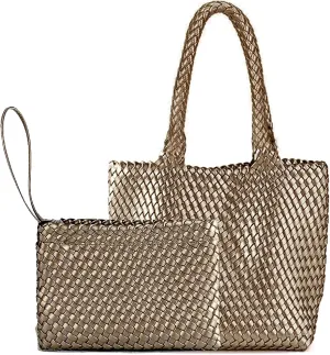 JINMANXUE Fashion Woven Bag Shopper Bag Travel Handbags and Purses Women Tote Bag Large Capacity Shoulder Bags
