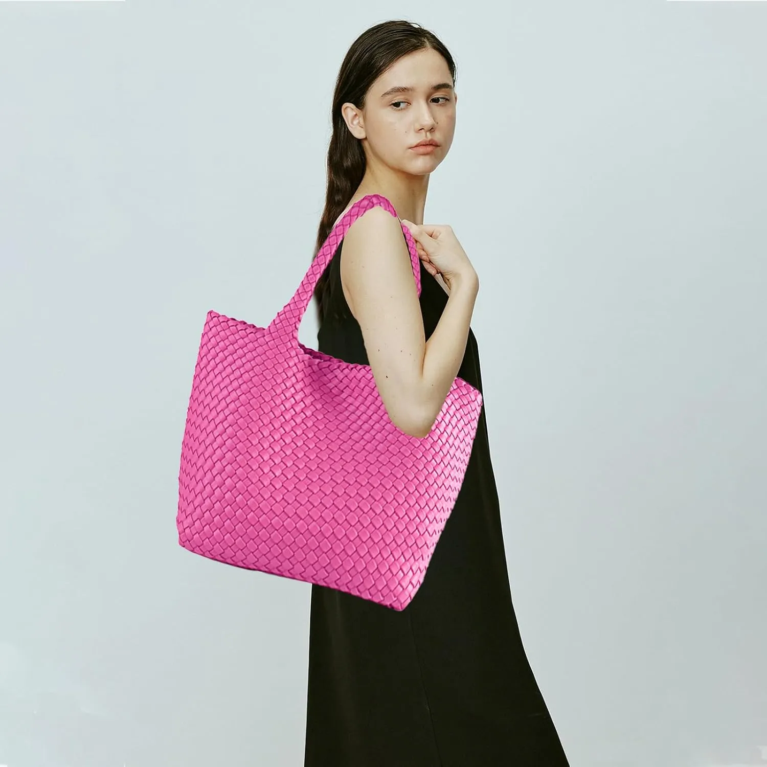 JINMANXUE Fashion Woven Bag Shopper Bag Travel Handbags and Purses Women Tote Bag Large Capacity Shoulder Bags