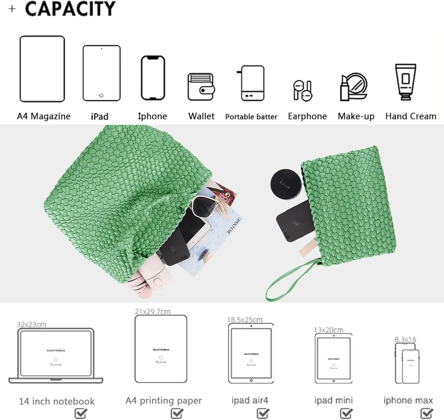 JINMANXUE Fashion Woven Bag Shopper Bag Travel Handbags and Purses Women Tote Bag Large Capacity Shoulder Bags
