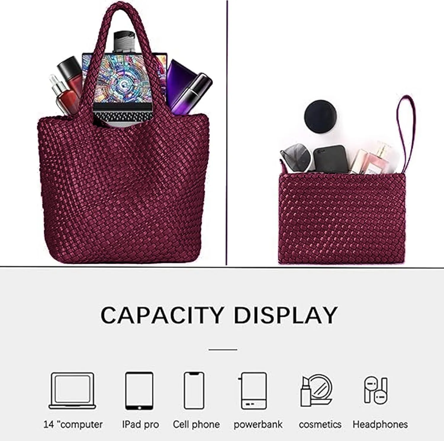 JINMANXUE Fashion Woven Bag Shopper Bag Travel Handbags and Purses Women Tote Bag Large Capacity Shoulder Bags