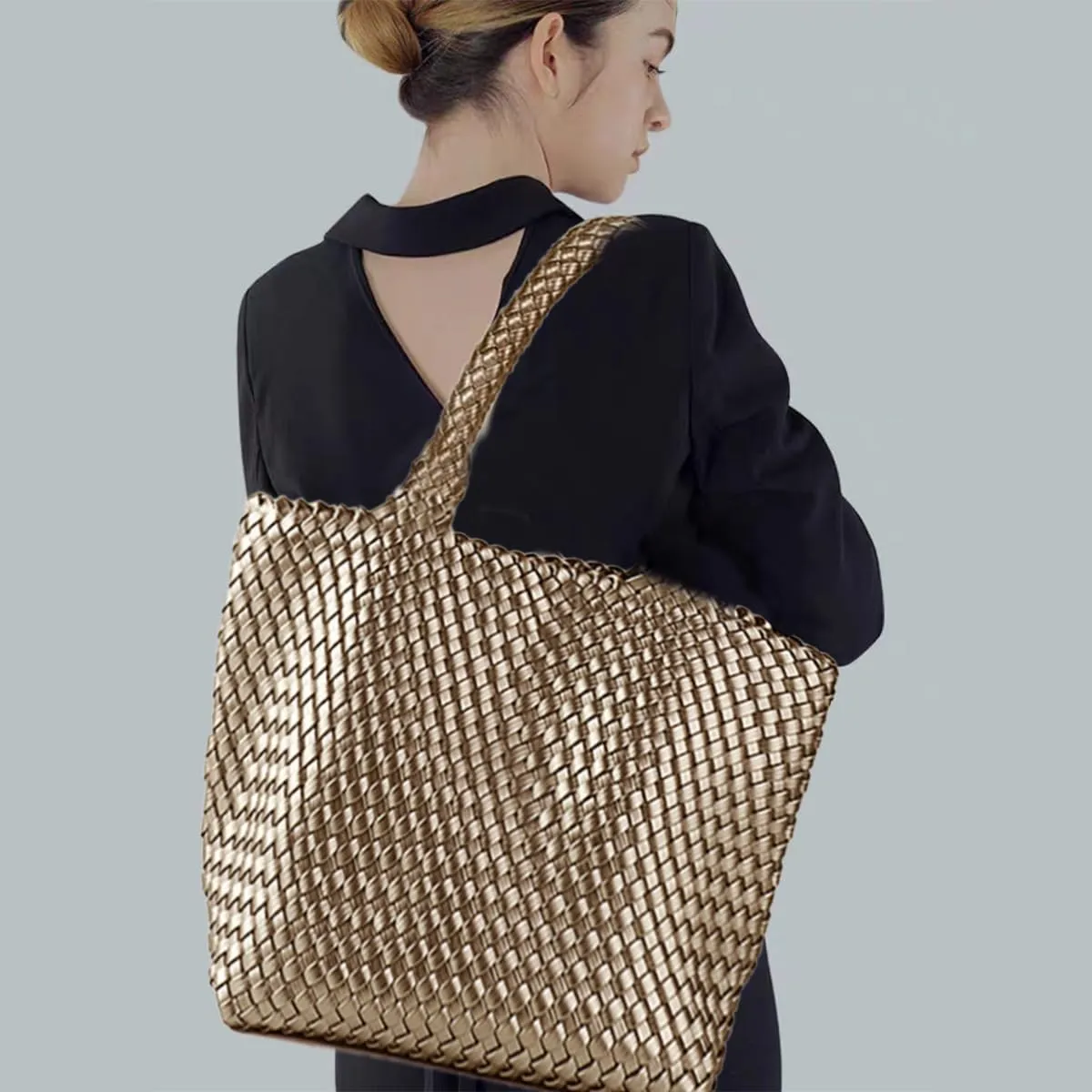 JINMANXUE Fashion Woven Bag Shopper Bag Travel Handbags and Purses Women Tote Bag Large Capacity Shoulder Bags
