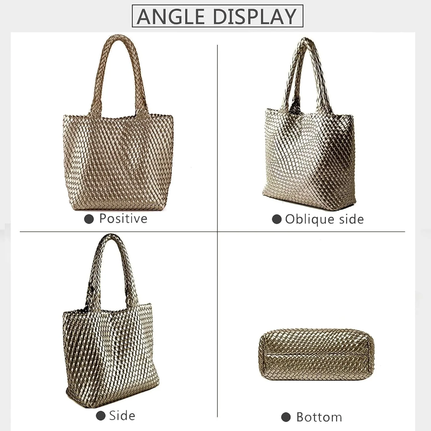 JINMANXUE Fashion Woven Bag Shopper Bag Travel Handbags and Purses Women Tote Bag Large Capacity Shoulder Bags