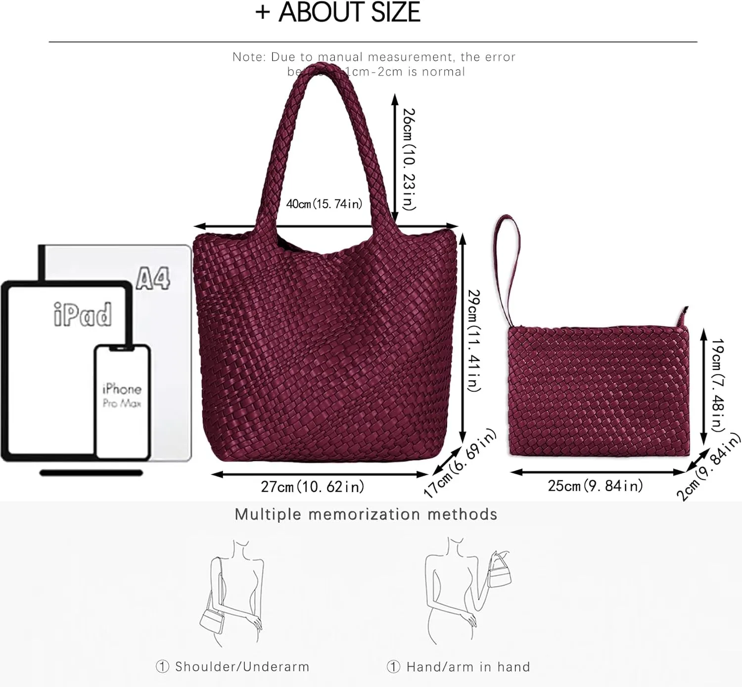 JINMANXUE Fashion Woven Bag Shopper Bag Travel Handbags and Purses Women Tote Bag Large Capacity Shoulder Bags