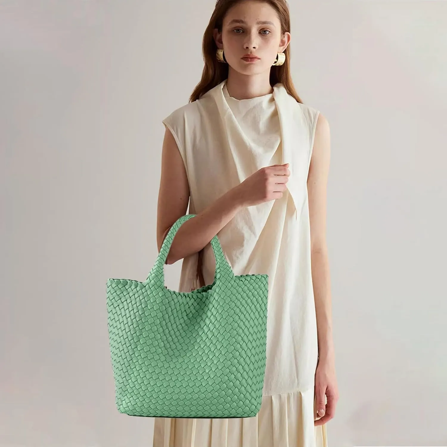 JINMANXUE Fashion Woven Bag Shopper Bag Travel Handbags and Purses Women Tote Bag Large Capacity Shoulder Bags