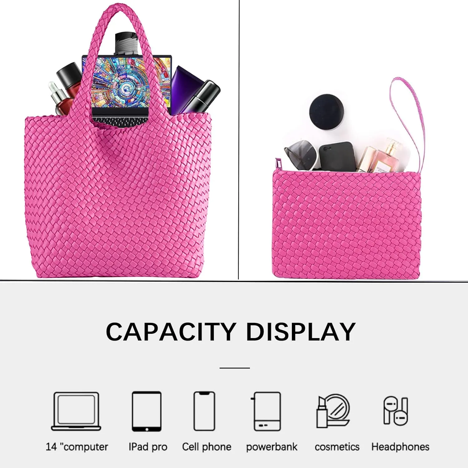 JINMANXUE Fashion Woven Bag Shopper Bag Travel Handbags and Purses Women Tote Bag Large Capacity Shoulder Bags