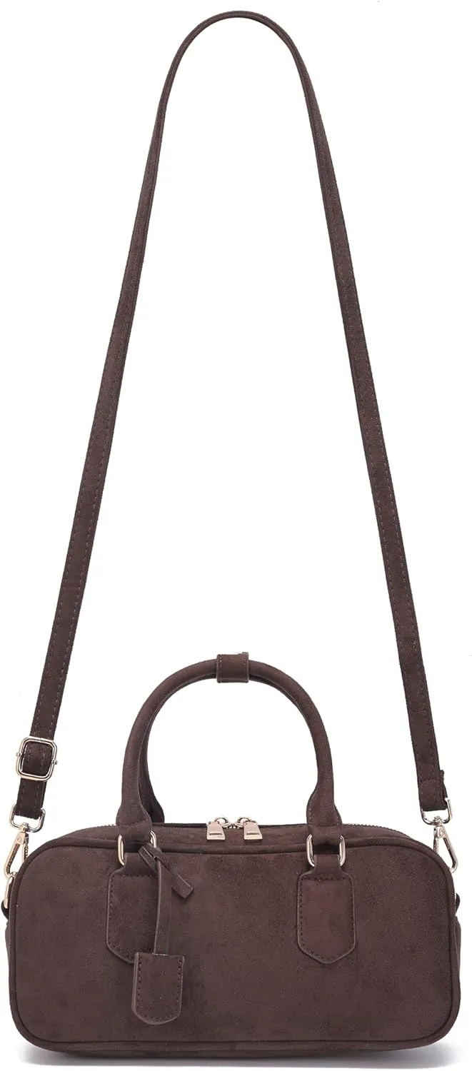 JOLLQUE Suede Crossbody Bag for Women,Spring Summer Luxury Handbags Purse,Fashion Small Designer Shoulder Bag