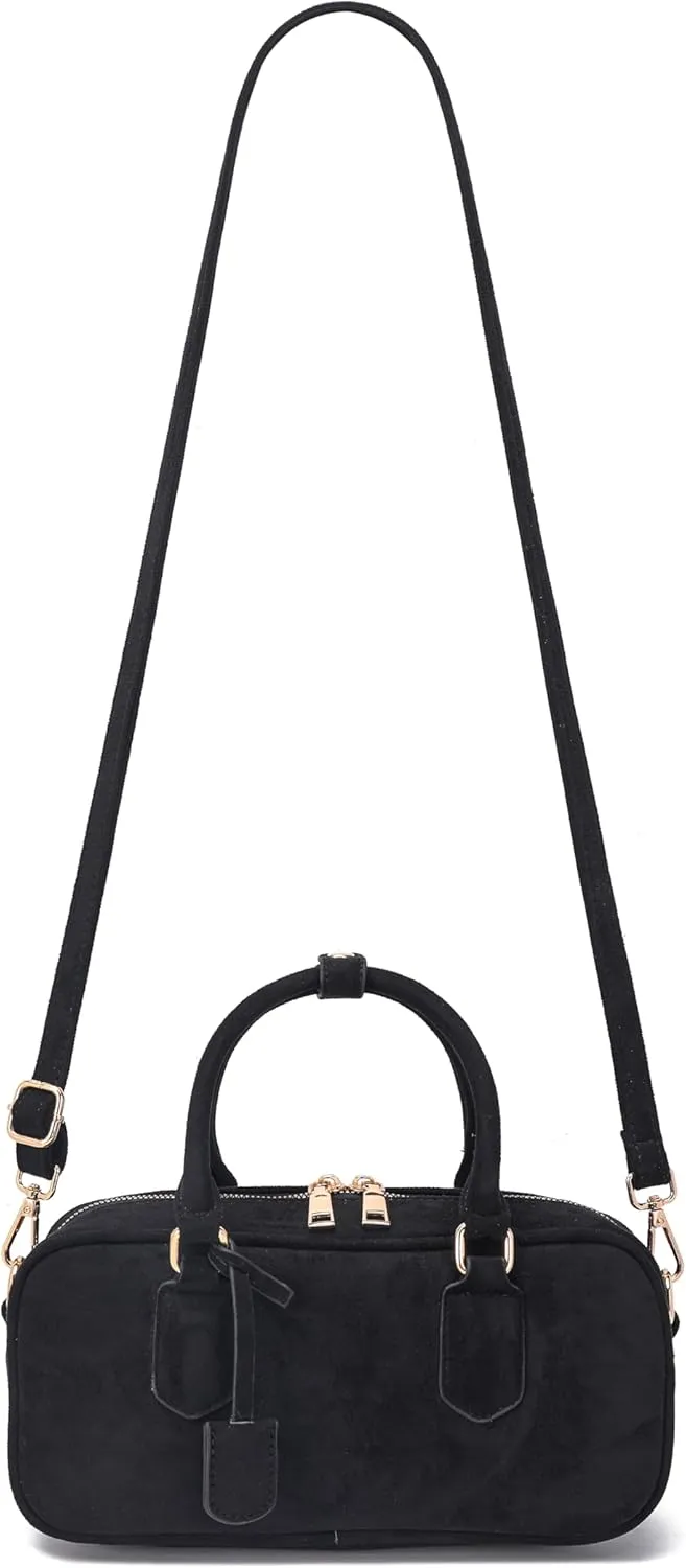 JOLLQUE Suede Crossbody Bag for Women,Spring Summer Luxury Handbags Purse,Fashion Small Designer Shoulder Bag