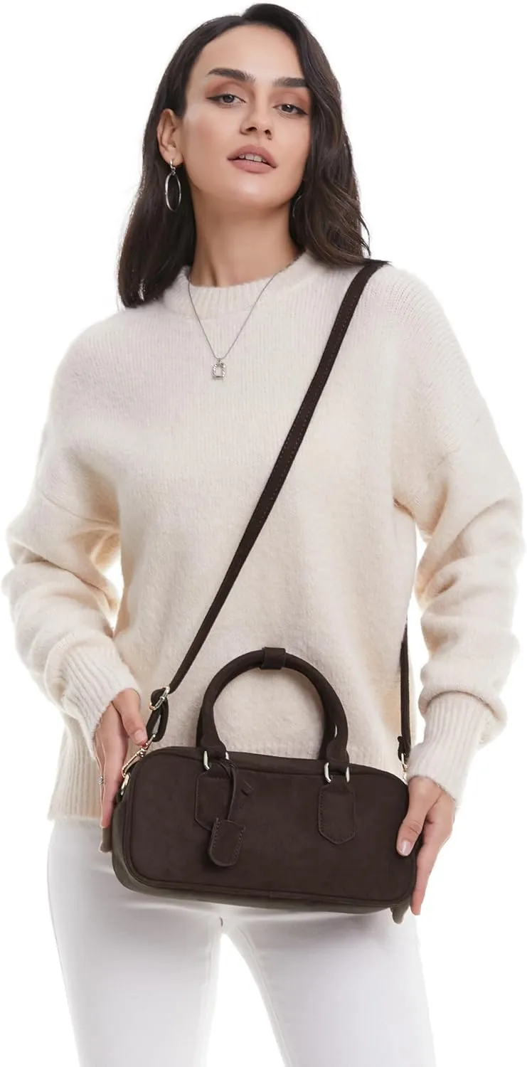 JOLLQUE Suede Crossbody Bag for Women,Spring Summer Luxury Handbags Purse,Fashion Small Designer Shoulder Bag