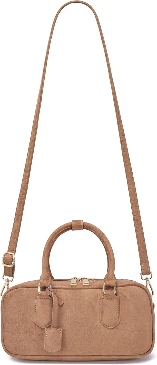 JOLLQUE Suede Crossbody Bag for Women,Spring Summer Luxury Handbags Purse,Fashion Small Designer Shoulder Bag