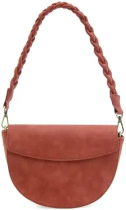 Joy Susan Womens Fashion Purse Luna Crescent Crossbody Handbag with Braided Strap