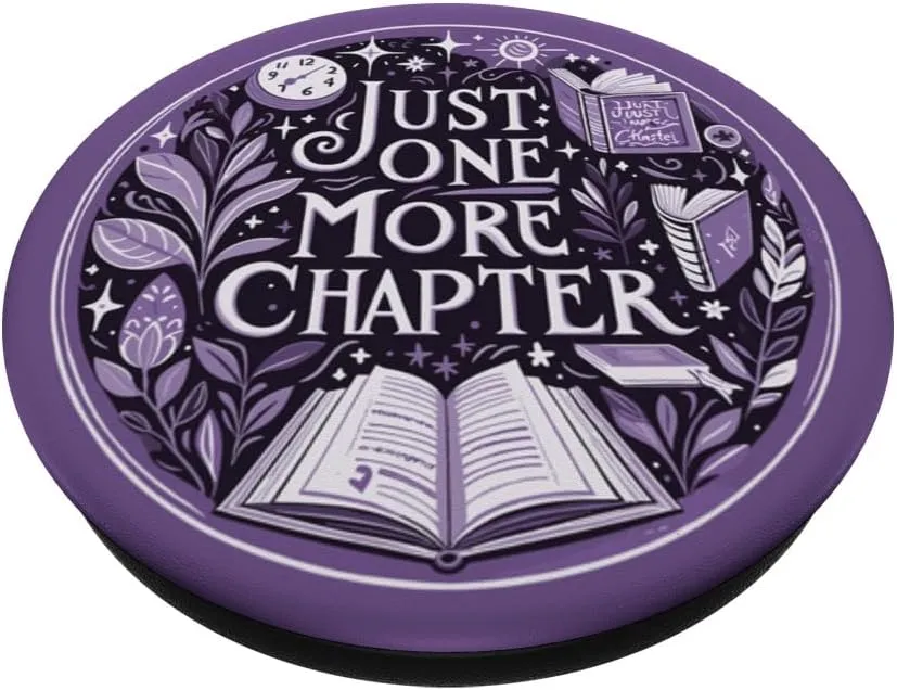 Just One More Chapter Bookish Book Reading Botanical Purple PopSockets Adhesive PopGrip