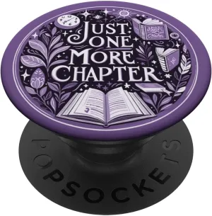 Just One More Chapter Bookish Book Reading Botanical Purple PopSockets Adhesive PopGrip