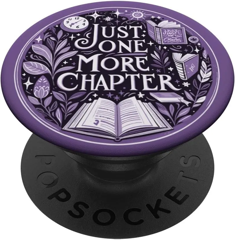 Just One More Chapter Bookish Book Reading Botanical Purple PopSockets Adhesive PopGrip