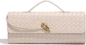 JYG Woven Handbag for Women Fashion Evening Shoulder Bag PU Leather Handmade Clutch Purse Casual Crossbody Bags 2024