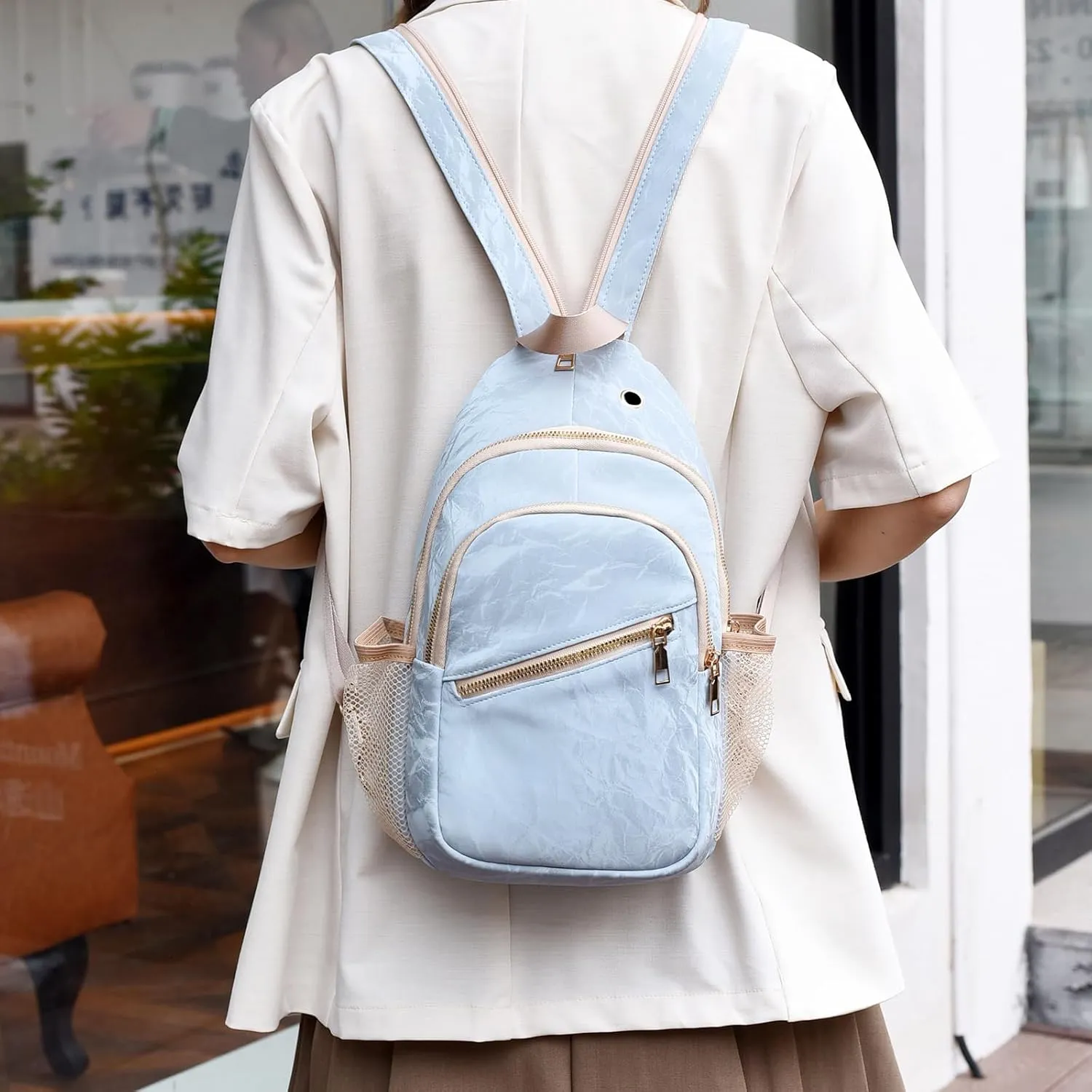 KAHHZA Convertible Sling Bag Crossbody Backpack For Women Small Chest Bag Purse Water Resist Shoulder Bag For Travel Hiking