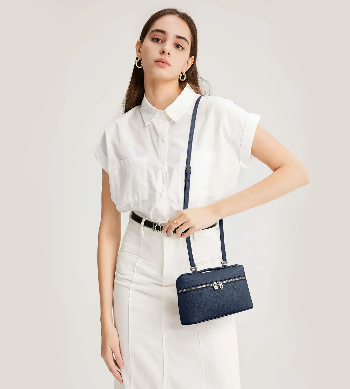 KALIDI Crossbody Bag for Women Small Top-Handle Pouch Designer Shoulder Handbag Quiet Luxury Leather Trendy Purse