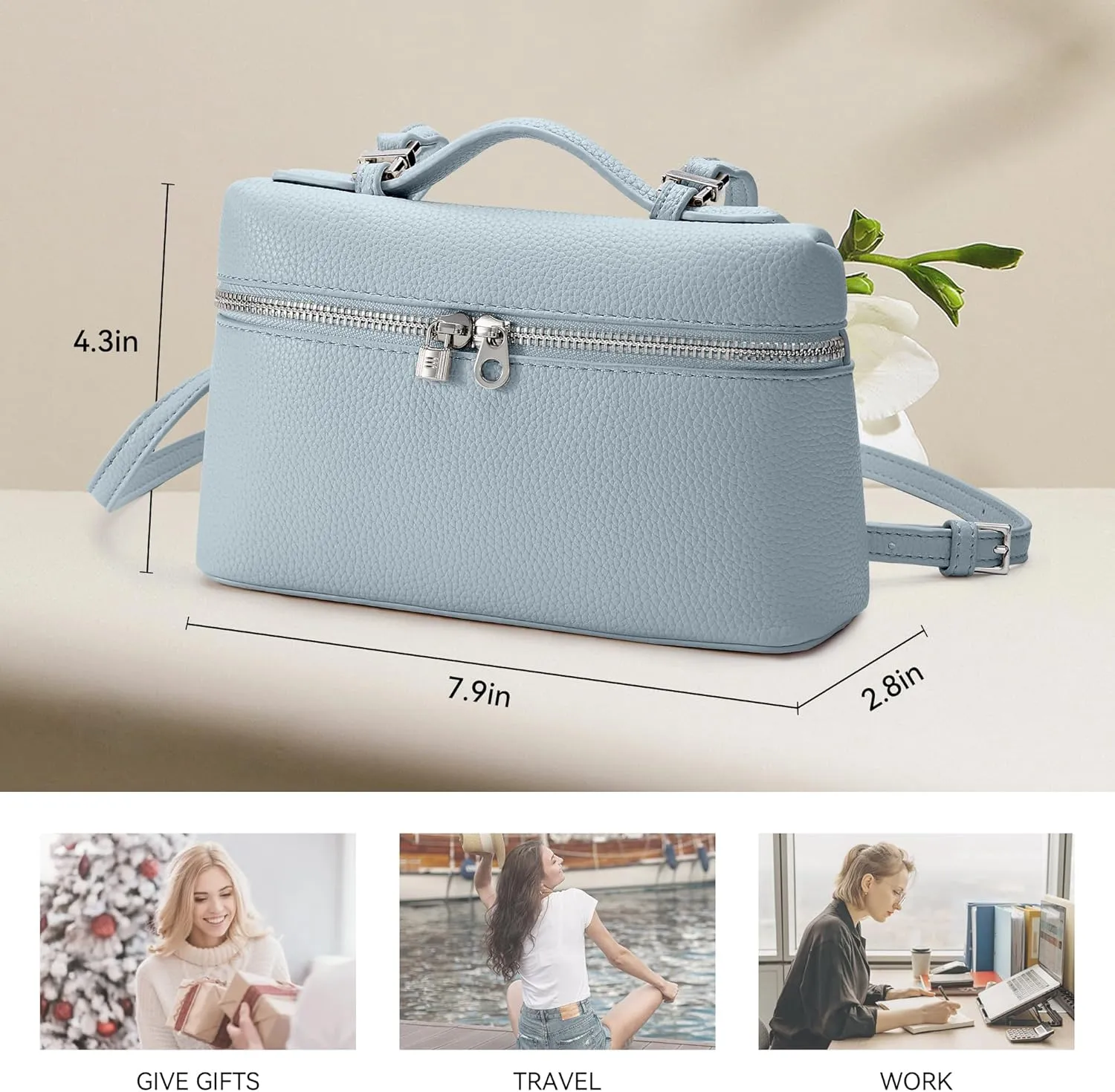 KALIDI Crossbody Bag for Women Small Top-Handle Pouch Designer Shoulder Handbag Quiet Luxury Leather Trendy Purse