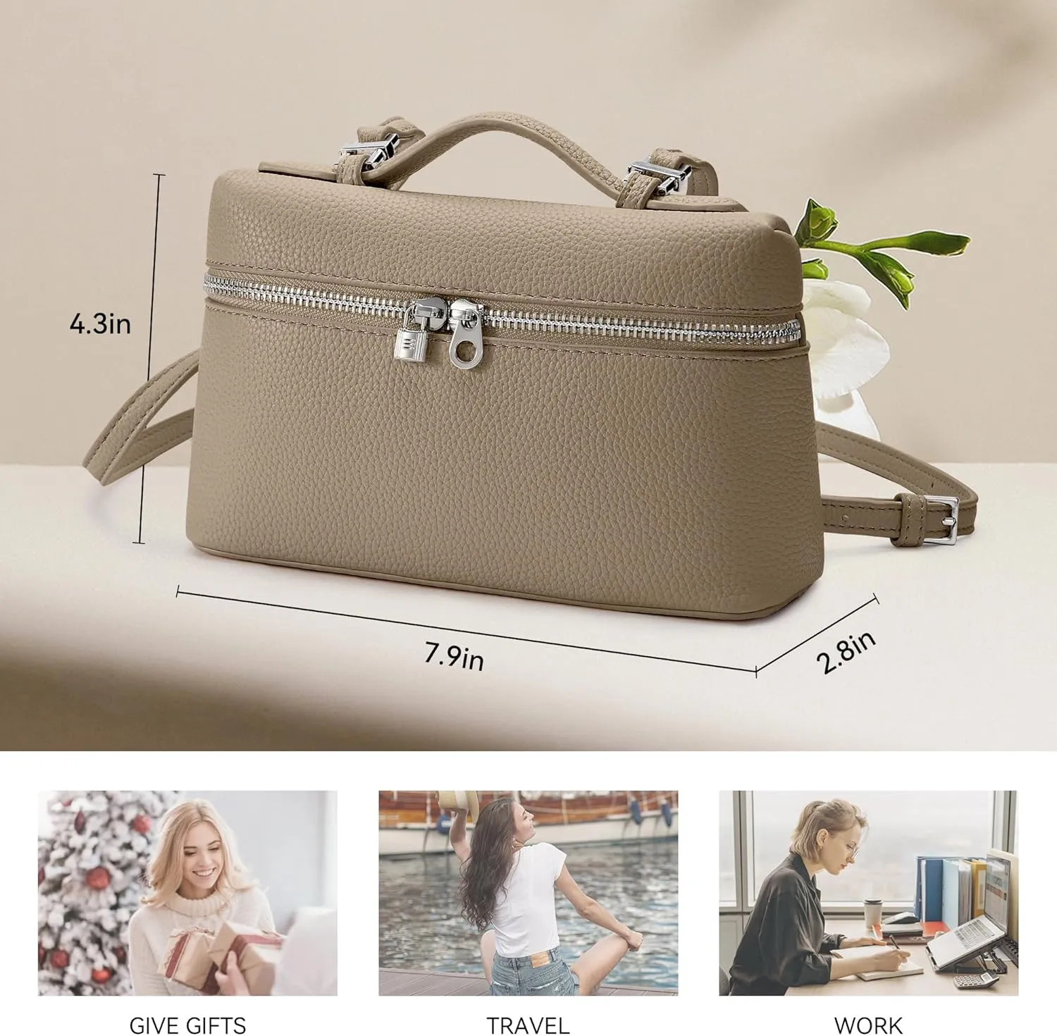 KALIDI Crossbody Bag for Women Small Top-Handle Pouch Designer Shoulder Handbag Quiet Luxury Leather Trendy Purse