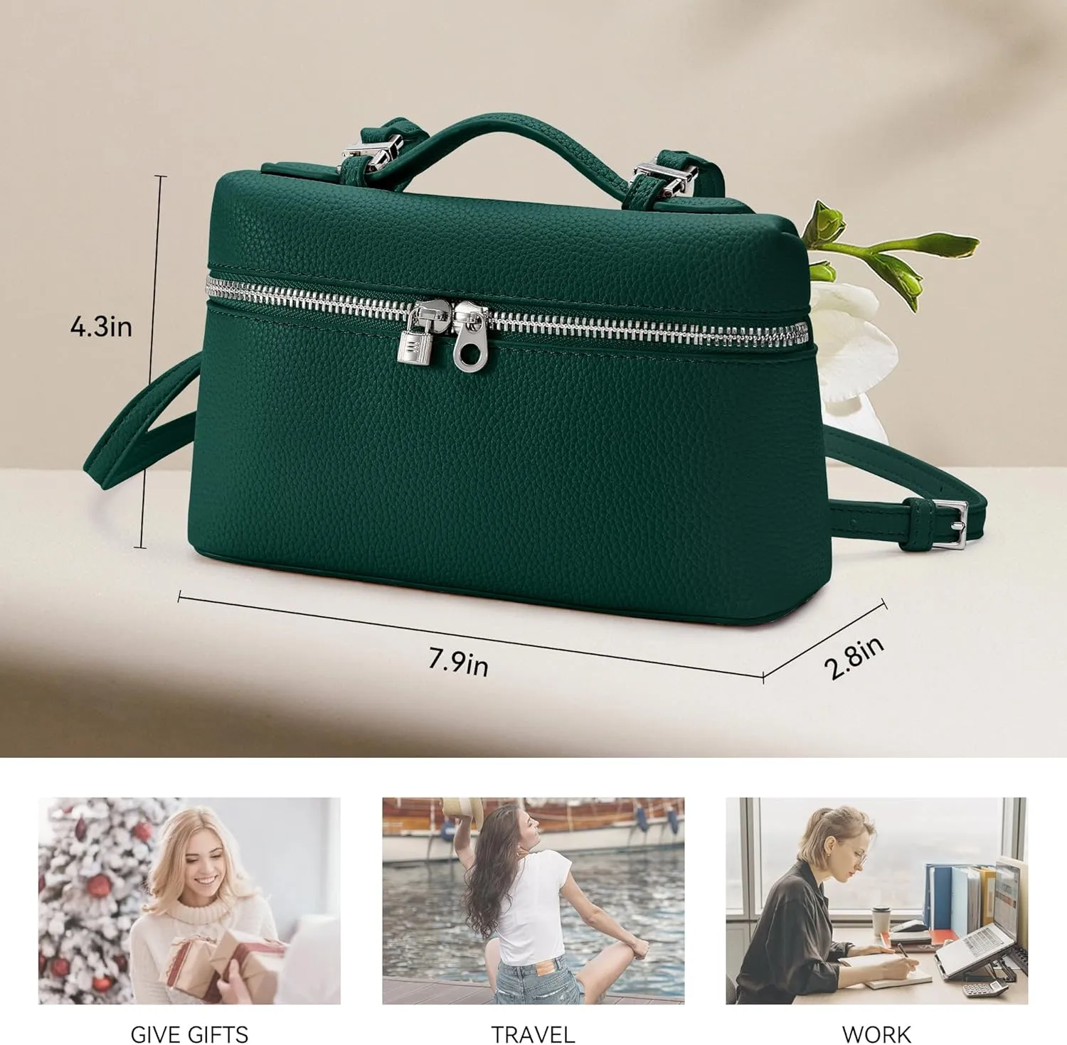 KALIDI Crossbody Bag for Women Small Top-Handle Pouch Designer Shoulder Handbag Quiet Luxury Leather Trendy Purse