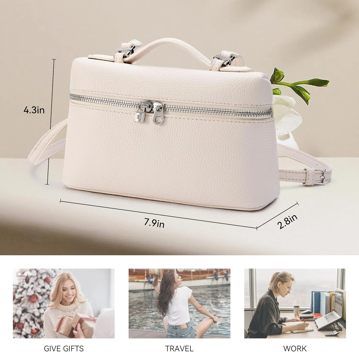 KALIDI Crossbody Bag for Women Small Top-Handle Pouch Designer Shoulder Handbag Quiet Luxury Leather Trendy Purse