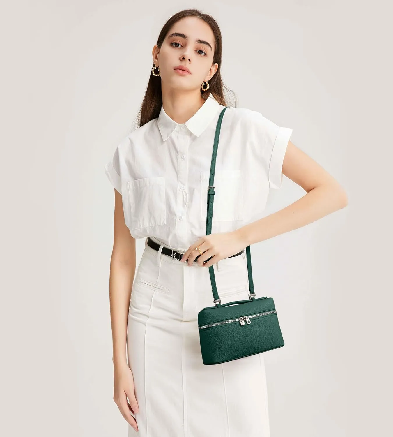 KALIDI Crossbody Bag for Women Small Top-Handle Pouch Designer Shoulder Handbag Quiet Luxury Leather Trendy Purse