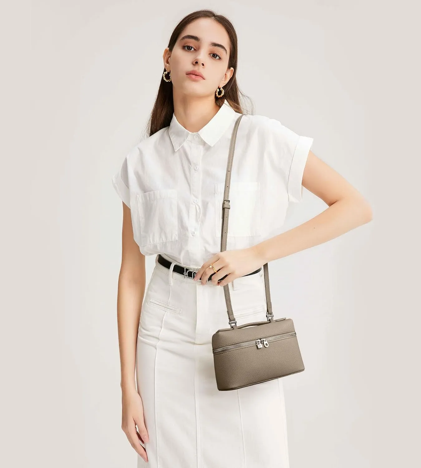 KALIDI Crossbody Bag for Women Small Top-Handle Pouch Designer Shoulder Handbag Quiet Luxury Leather Trendy Purse