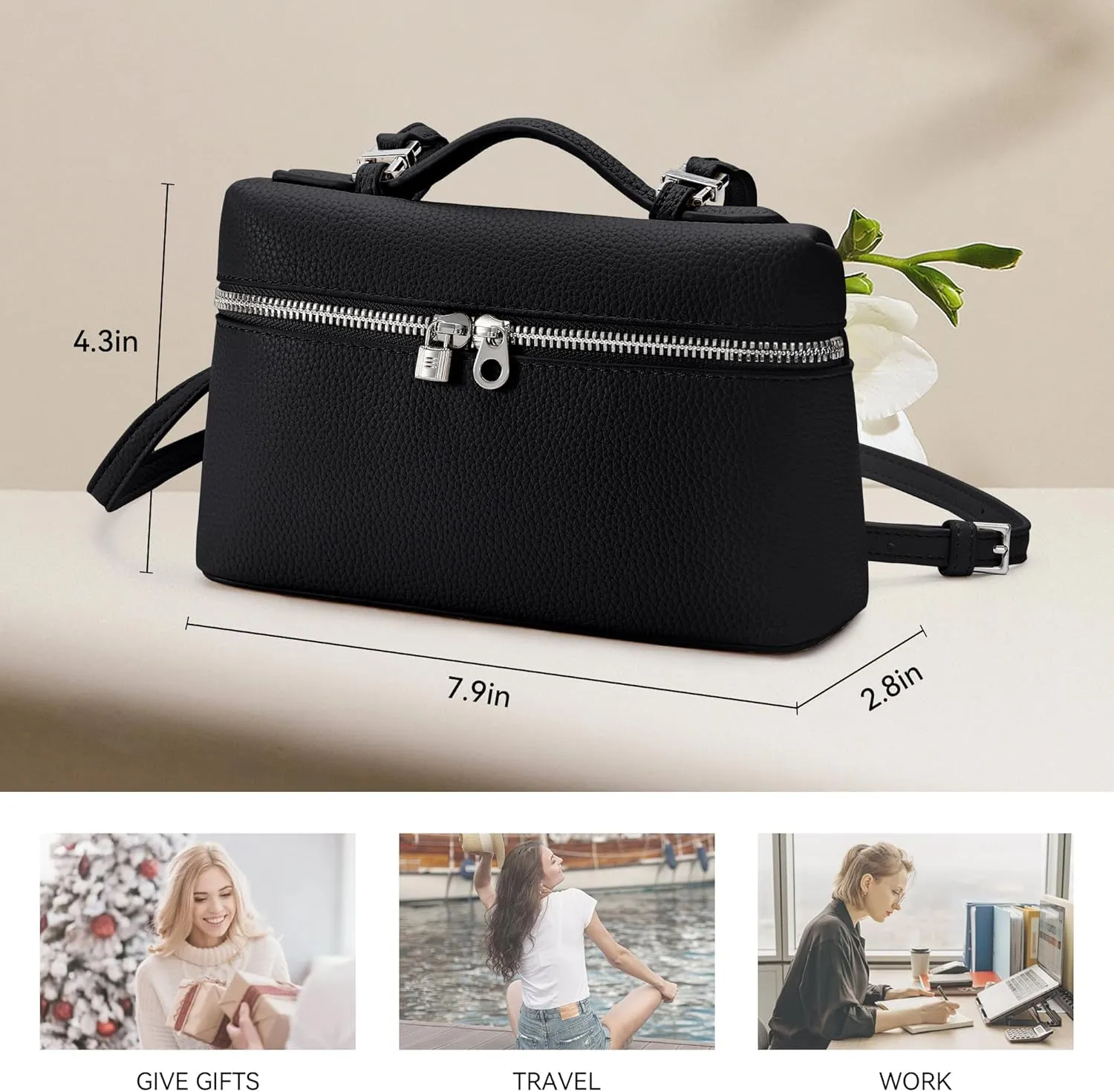 KALIDI Crossbody Bag for Women Small Top-Handle Pouch Designer Shoulder Handbag Quiet Luxury Leather Trendy Purse