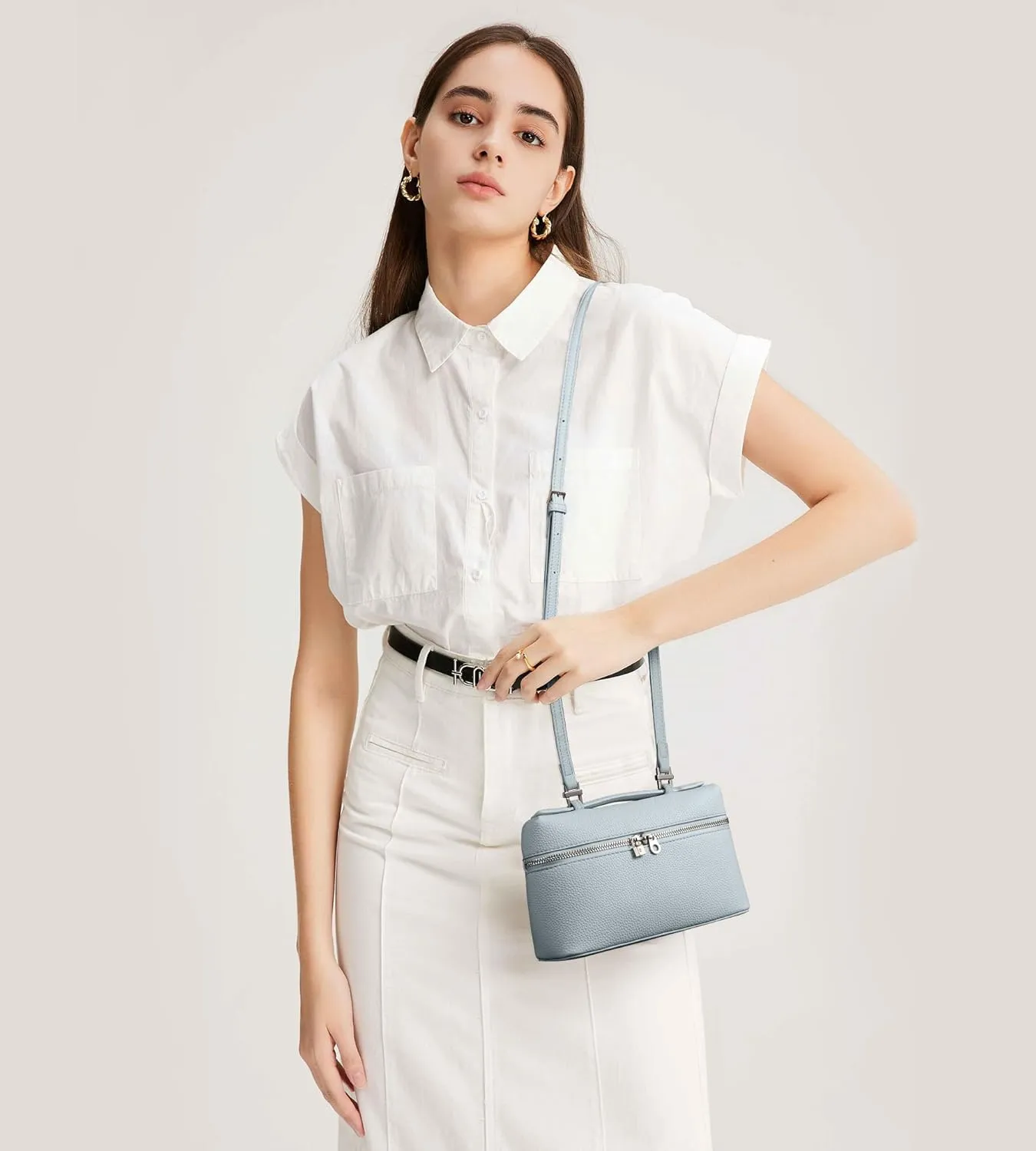 KALIDI Crossbody Bag for Women Small Top-Handle Pouch Designer Shoulder Handbag Quiet Luxury Leather Trendy Purse