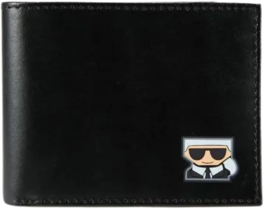 Karl Lagerfeld Paris Men's Leather Billfold, Black, One Size