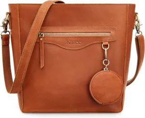 Kattee Leather Purses and Handbags for Women, Shoulder Tote Bucket Bags, Crossbody Pocketbook with Coin Pouch