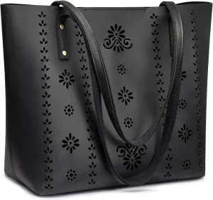 Kattee Women Genuine Leather Tote Bags Shoulder Purses Vintage Handbags Top Handle Work Bags Thick Full Grain