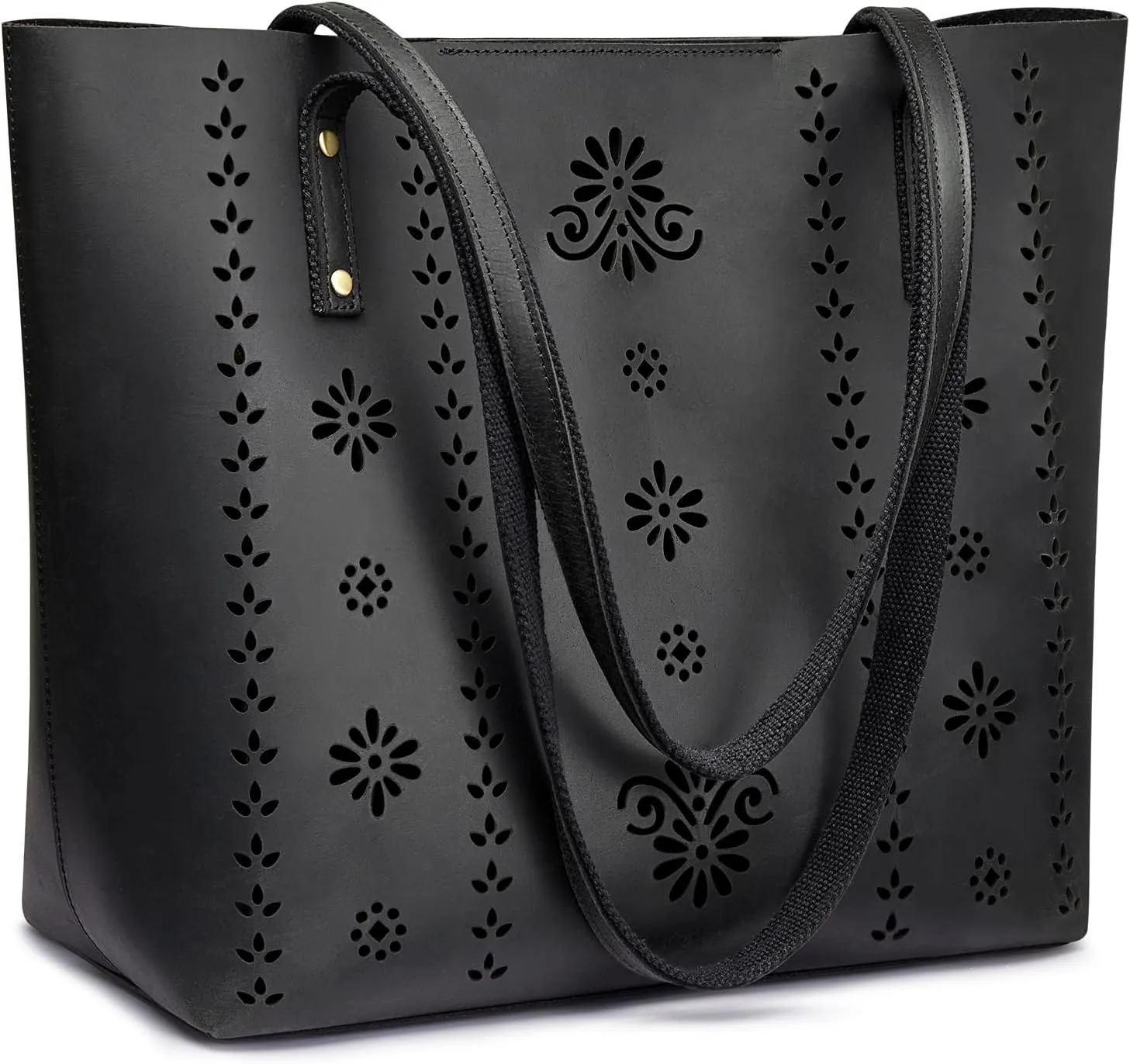 Kattee Women Genuine Leather Tote Bags Shoulder Purses Vintage Handbags Top Handle Work Bags Thick Full Grain