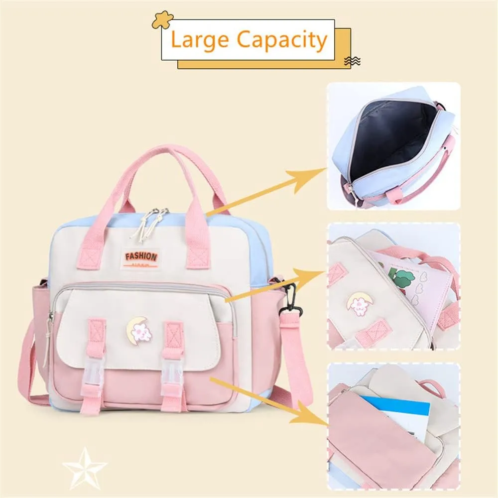 Kawaii Backpack Cute Tote Bag Girl School Crossbody Shoulder Bag with Kawaii Accessories Multi Purpose (Green)