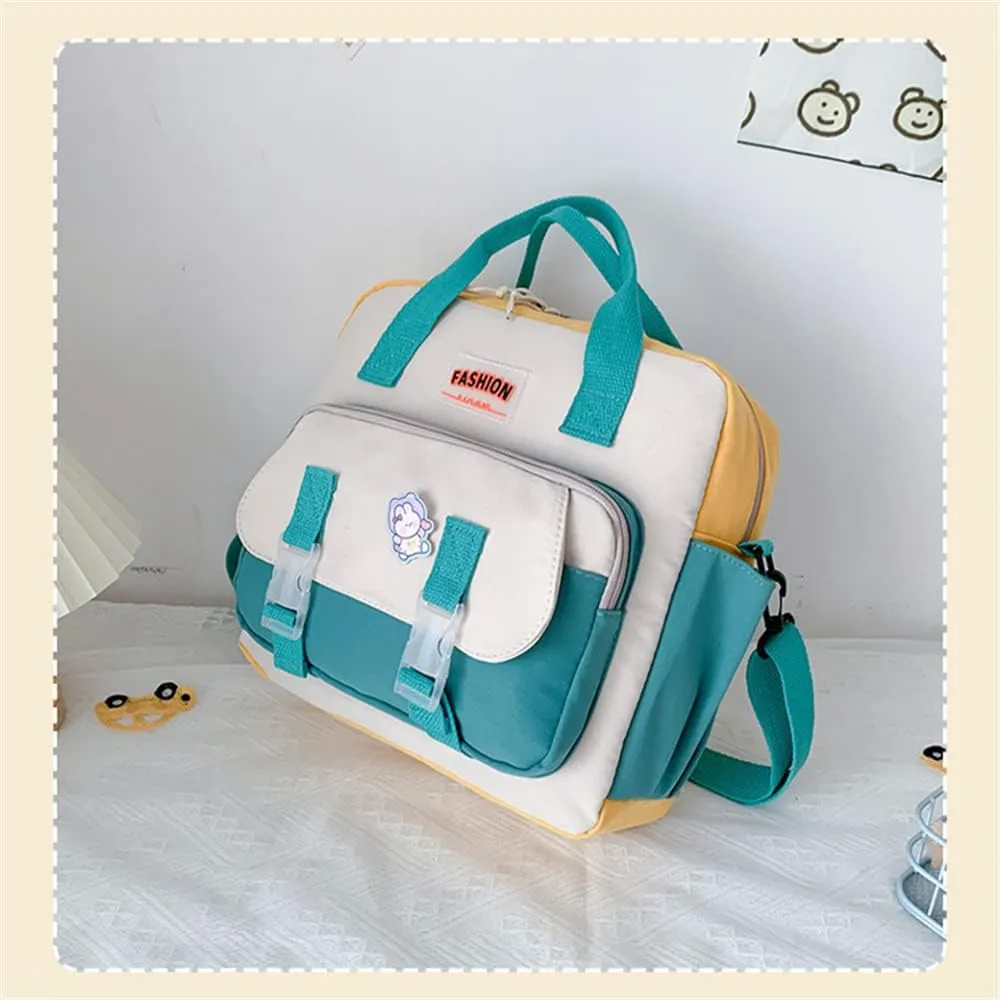 Kawaii Backpack Cute Tote Bag Girl School Crossbody Shoulder Bag with Kawaii Accessories Multi Purpose (Green)