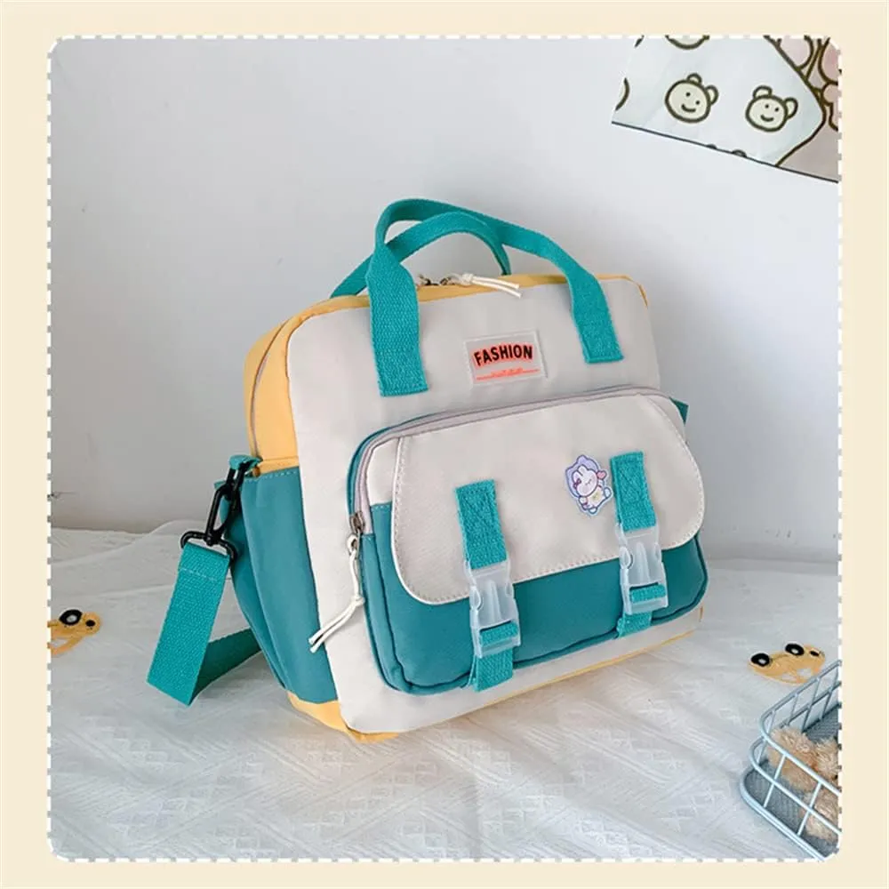 Kawaii Backpack Cute Tote Bag Girl School Crossbody Shoulder Bag with Kawaii Accessories Multi Purpose (Green)