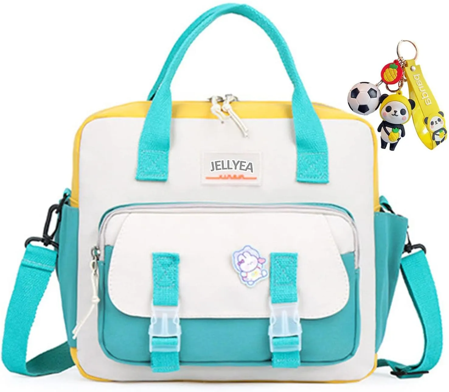 Kawaii Backpack Cute Tote Bag Girl School Crossbody Shoulder Bag with Kawaii Accessories Multi Purpose (Green)