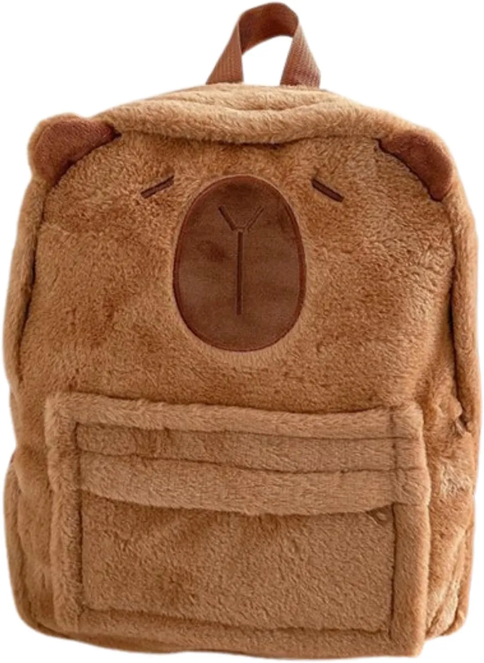 Kawaii Fuzzy Backpack Daypack, Cute Y2K Fluffy Animals Design Chic Cartoon Furry Daypack Bookbag Daily Shoulder Bag (Brown)