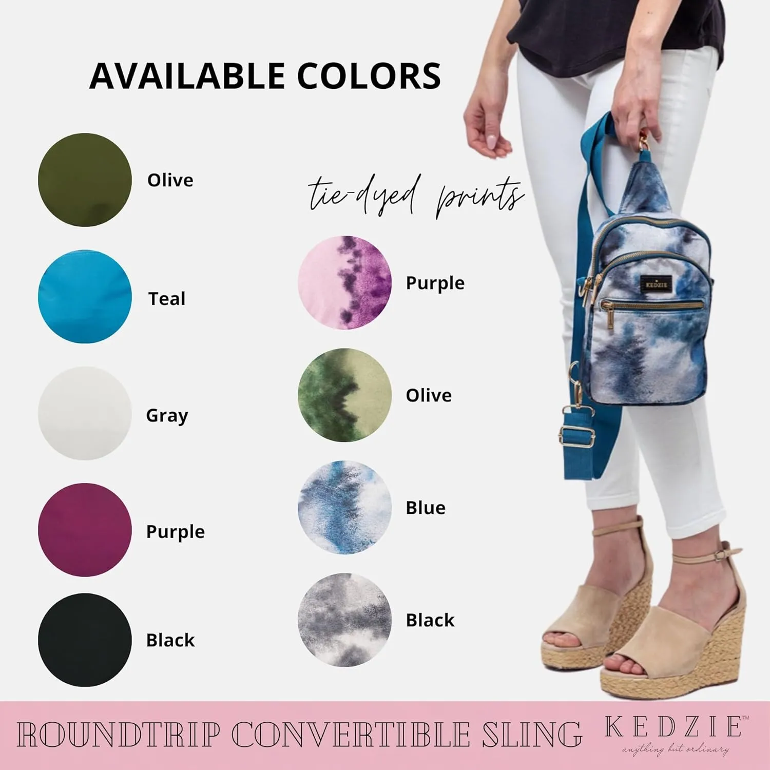 KEDZIE Roundtrip Convertible Sling & Crossbody Bag for Women with Adjustable Strap
