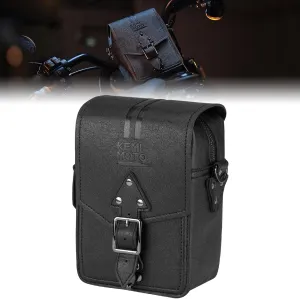 KEMIMOTO Motorcycle Handlebar Tool Bag Leather T Bar Waterproof Storage Sissy Bar Bag Compatible with Cruiser Softail Dyna Sportsters