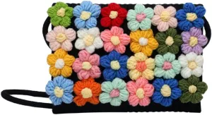 KESYOO Knitted Handbag Flower Crochet Purse Clutch Summer Beach Tote Bag Cute Wool Woven Crossbody Bag for Women Girls