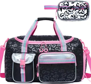 Kids Duffle Bag Girls Gifts Overnight Bags for Girls Women with Makeup Bag Sleepover Gym Dance Bags for Kids with Shoes Compartment