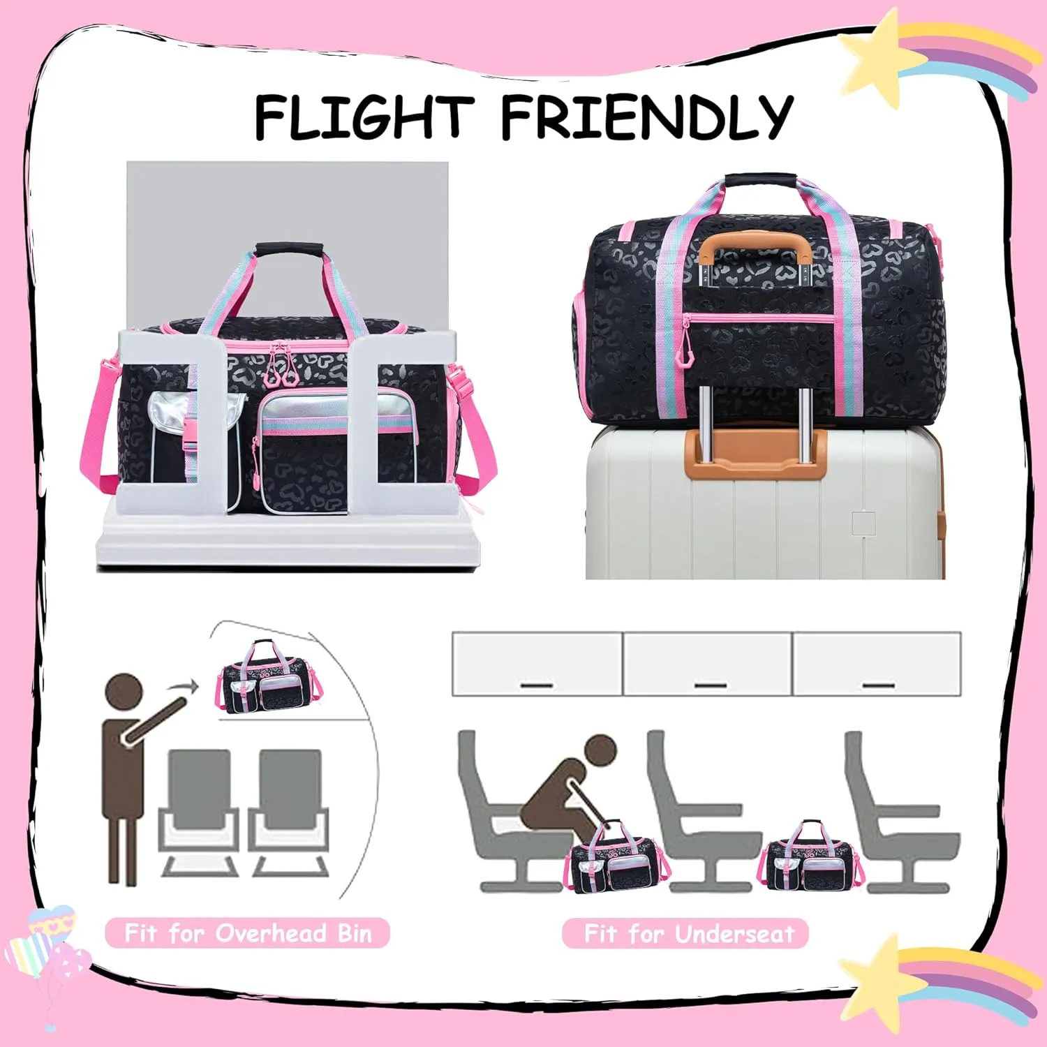 Kids Duffle Bag Girls Gifts Overnight Bags for Girls Women with Makeup Bag Sleepover Gym Dance Bags for Kids with Shoes Compartment