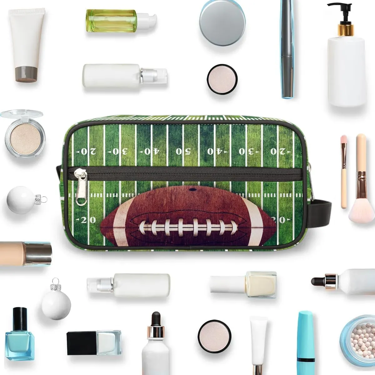 Kids Travel Toiletry Bag for Boys, Waterproof Hanging Dopp Kit Football Sports Wash Bag with Large Capacity for Travel, Sports, Shower