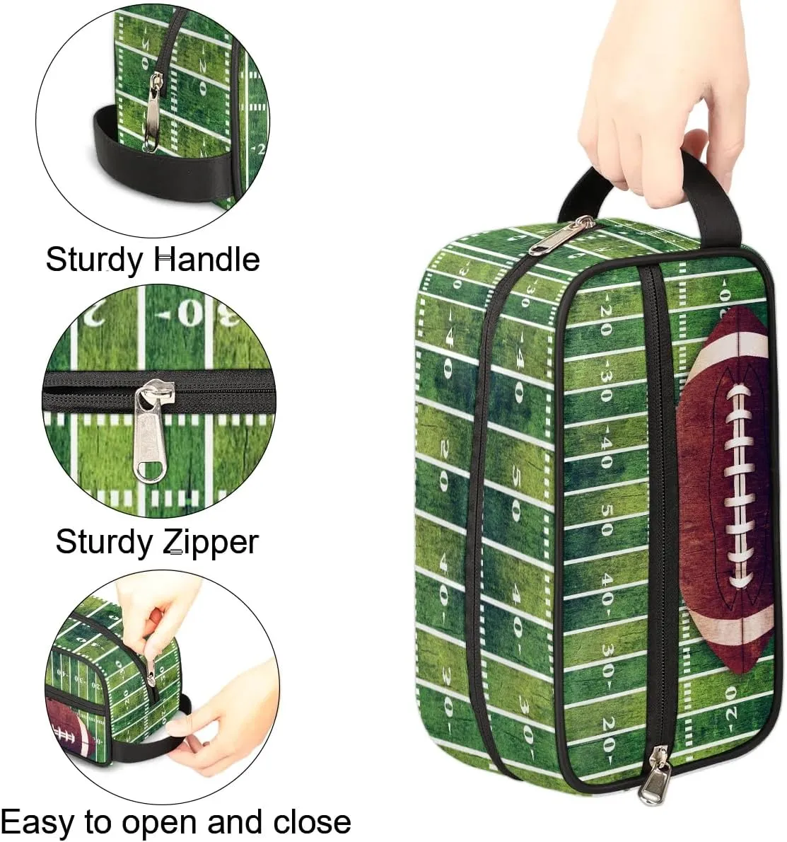 Kids Travel Toiletry Bag for Boys, Waterproof Hanging Dopp Kit Football Sports Wash Bag with Large Capacity for Travel, Sports, Shower