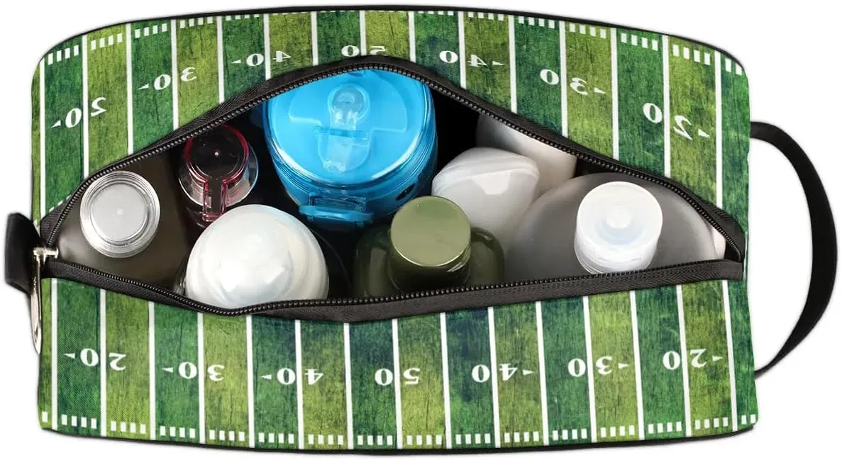 Kids Travel Toiletry Bag for Boys, Waterproof Hanging Dopp Kit Football Sports Wash Bag with Large Capacity for Travel, Sports, Shower